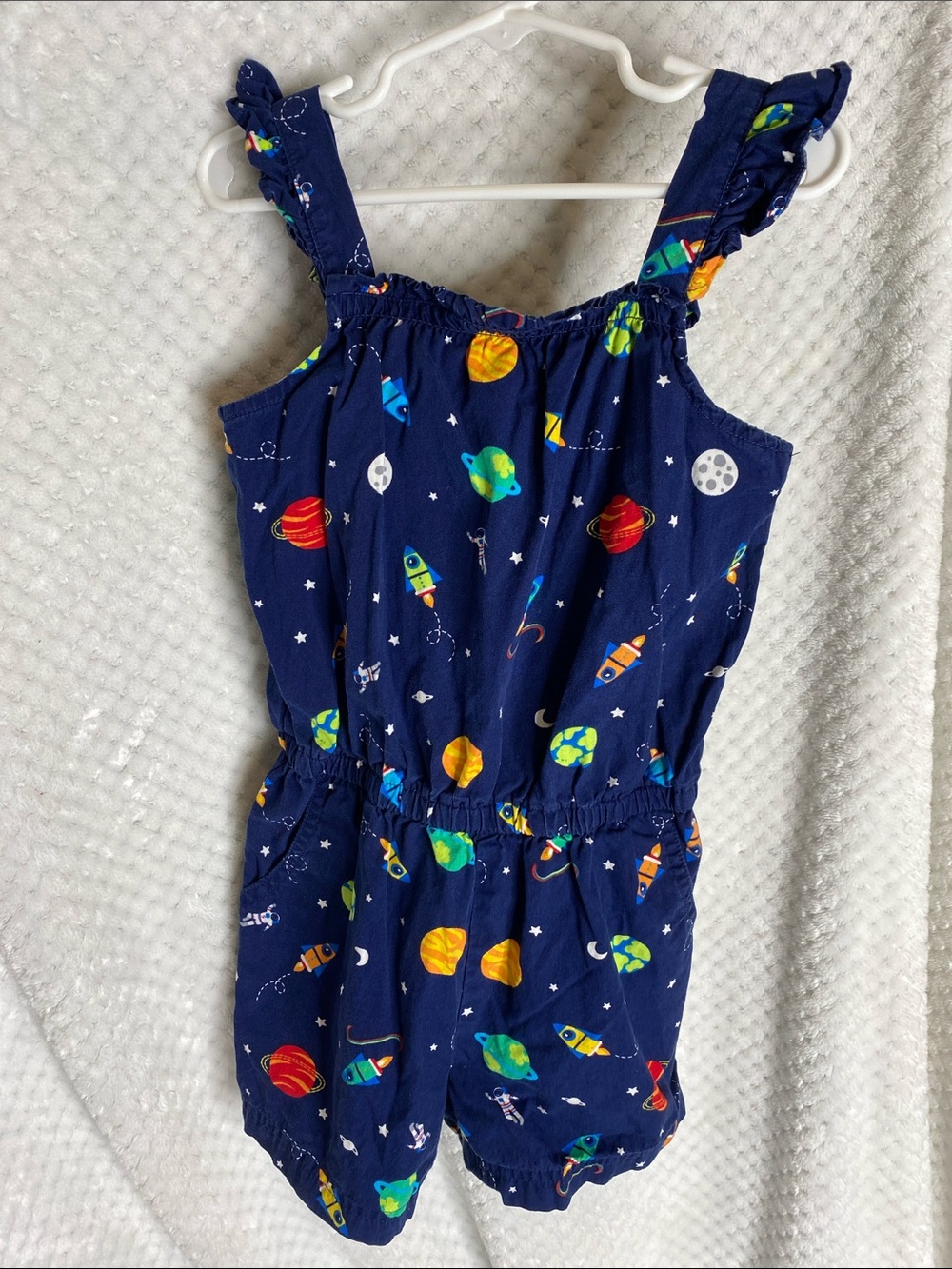 Gymboree Girls' Navy Space Planets Print Romper Outfit